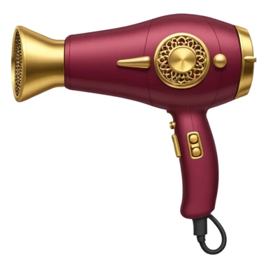 burgundy blow dryer covered in jewelry sticker