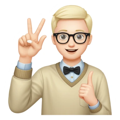 a nerd with glassses doing te hang loose sign sticker