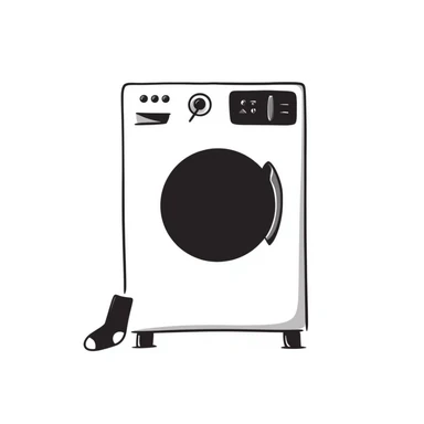 hand-drawn doodle of a washing machine, simple and playful sticker