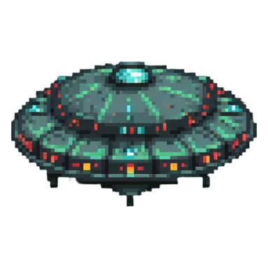 Retro flying saucer spaceship with glowing lights sticker