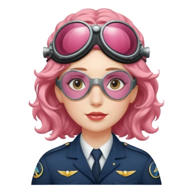 Flight Officer Lila – wavy rose-hair pilot with mirrored goggles sticker
