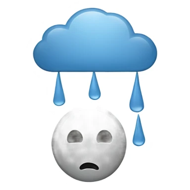 "Minimalist depression-themed emoji set with a sad face, rain cloud, broken heart, teardrop, and neutral face with thought bubble in muted gray and blue tones on white." sticker