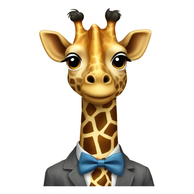 A giraffe wearing a bow tie sticker
