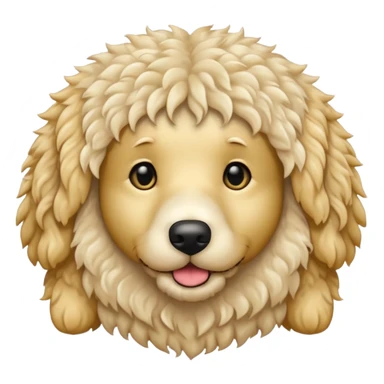 Can you make me an emoji of a white mini golden-doodle no brown in his fur that looks more like a poodle with black eyes? sticker