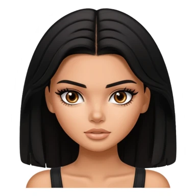 kendall jenner as pretty bratz baddie, black hair sticker