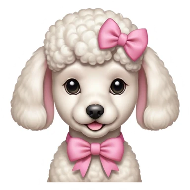 White poodle with a pink bow on his right ear sticker