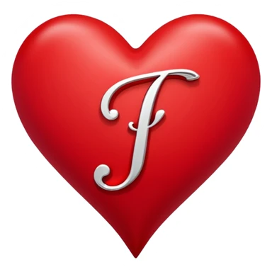 Cursive J initial in read heart sticker