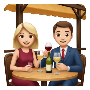  couple sitting and having dinner in a restaurant sticker