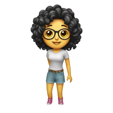 Chica blanca con cabello rizado, pollina y lentes  sticker
