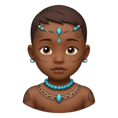 tatooed baby on neck and face, tribal ancient sticker