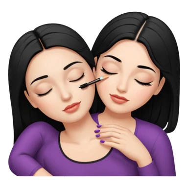 mulher branca cabelo preto aplicando cilios em outra mulher que esta deitada de olhos fechados sticker