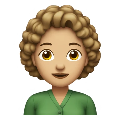 Mujer de mediana edad con pelo rizado corto de color castaño claro. Es de piel clara con ojos verdes. sticker