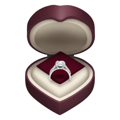 Burgundy engagement ring box with a silver ring sticker