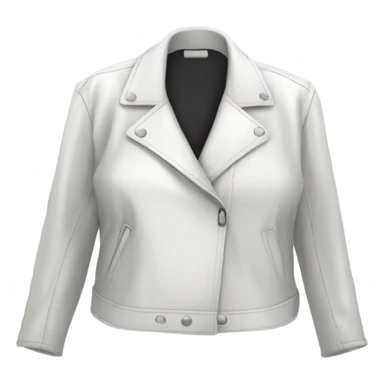 White oversize womens open button up leather jacket  sticker
