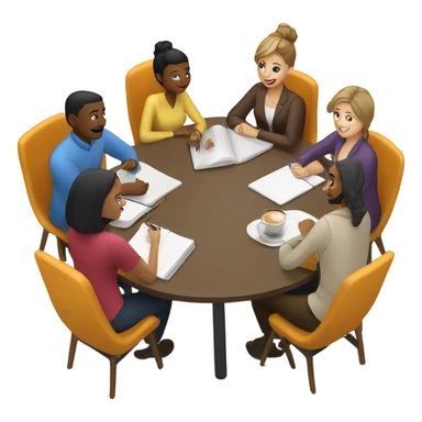 group discussion at a table sticker