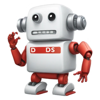 red robot with white letters D and S on it shirt sticker