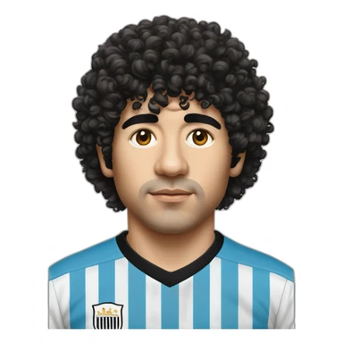 Curly hair Maradona 86 argentina stripes tshirt sticker
