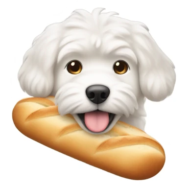 white dog carrying a round loaf of bread in its mouth sticker