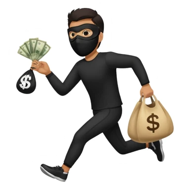 Thief running away with money bag  sticker