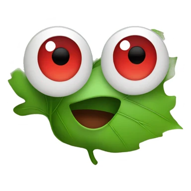 Happy emoji with red eyes and leaf sticker