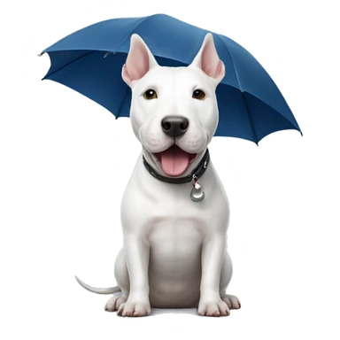 White Bull terrier with umbrella  sticker