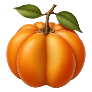 small golden-orange fruit with smooth slightly matte skin, rounded pear-like shape, shown whole and halved revealing juicy pale flesh with two to three glossy brown seeds inside, slight surface dimples suggesting ripeness, no leaves or extras, soft lighting, subtle shadows, emoji scale sticker