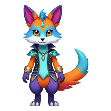 Edgy colorful anthro fursona Fakemon sticker