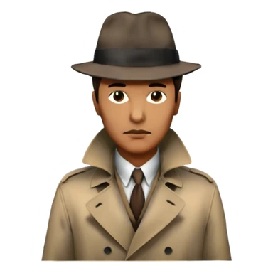 Icon for Detective Movie: A vintage movie poster-style design featuring a mysterious detective, shadowy alleys and a foggy cityscape. Include classic noir elements like a fedora, trench coat, and a dimly lit street. Bold typography and retro cinematic style. Transparent background. sticker