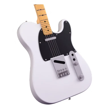 A Telecaster type guitar with a white body and black pickguard, designed in a simple, friendly, emoji style with 3D depth and no background. sticker