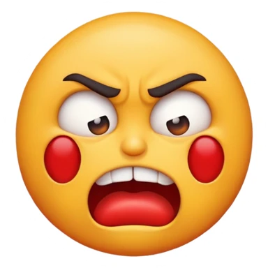 An emoji with an angry face choking itself
 sticker