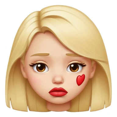sad pouting blonde girl with big emoji lips sticker