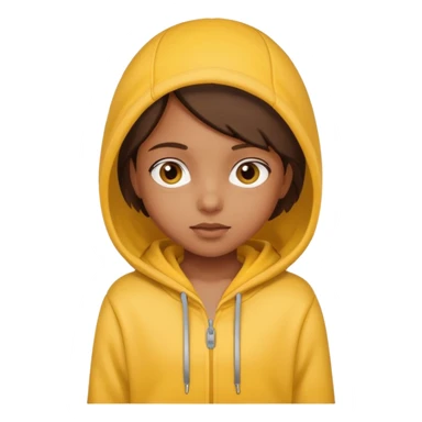 brown girl kid in yellow hoodie sticker