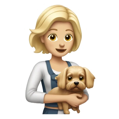 Blonde hair woman holding Yorkshire dog  sticker