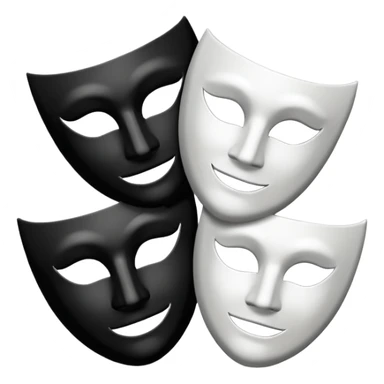 Create this emoji : 🎭 but in White and black and gray sticker