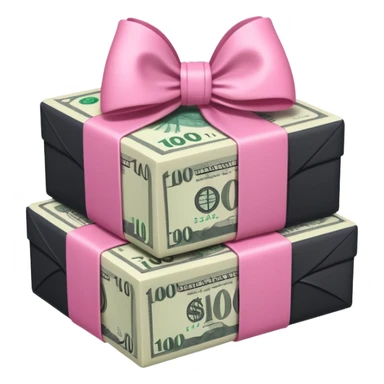 Australian $100 notes stacked together and wrapped in a girly pink bow sticker