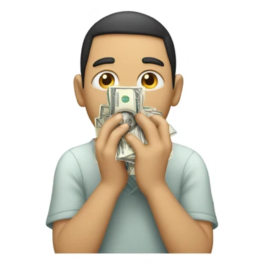 Wiping tears with money sticker