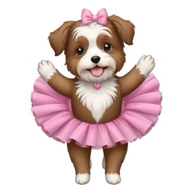 Dog on back legs in a pink tutu white and brown havanese  sticker