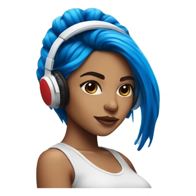 Latina with headphones blue and red split dye hair sticker