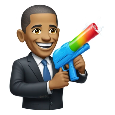 Obama with a water gun sticker