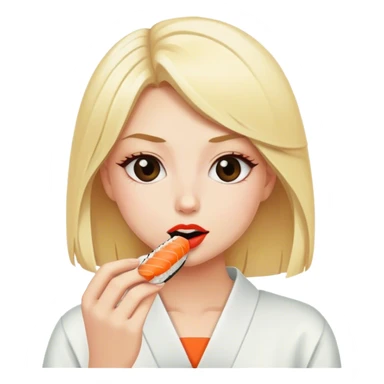 Blonde girl eating sushi sticker