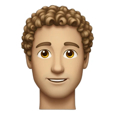 White American man with brown curly hair, brown eyes, bigger nose, sharp jawline sticker