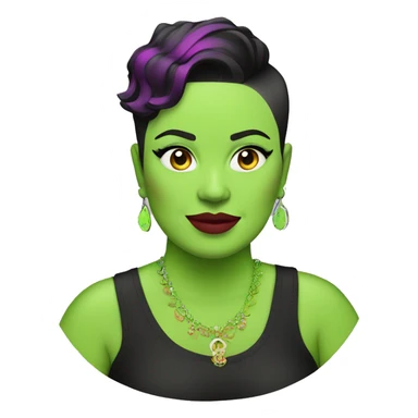 plus sized mexican woman with a neon green side part pixie cut and shaved side of hair sticker