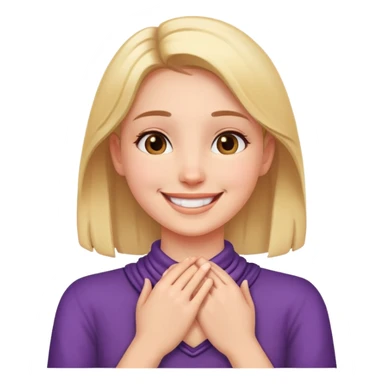A girl holding her putting her hands around her neck smiling  sticker