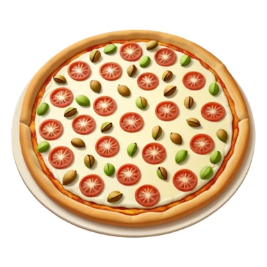 a lot of pistachio and white cream(main), under the cream there is jambon beurre like flower, pizza sticker