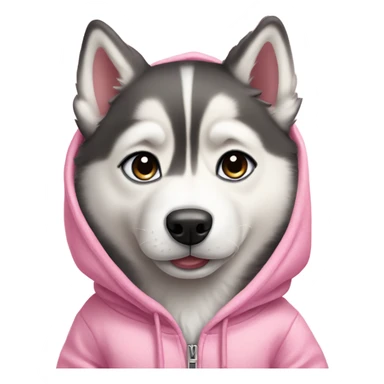 Husky puppy wearing pink hoodie sticker