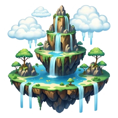 fantasy scenery, floating islands, waterfalls, dreamy clouds sticker