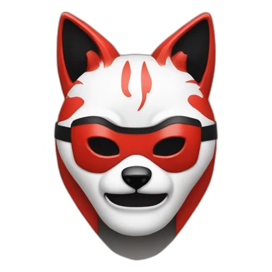 Hacker with Japanese red, black, white kitsune mask sticker