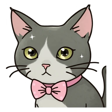 a cat with a bow and sparkles  sticker