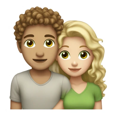 blonde haired green eyed girl cuddling boy with brown curly hair and freckles sticker