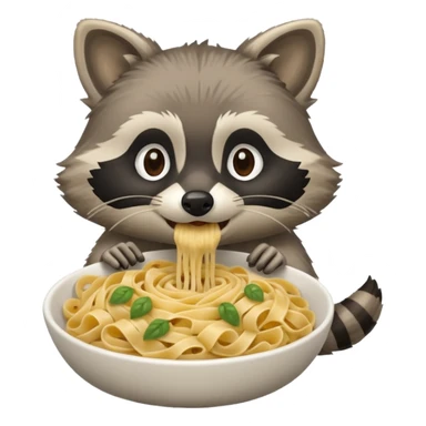 Raccoon eating pasta sticker
